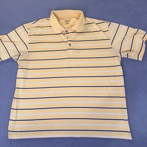 Champions Tour Men's Golf Polo Shirt- Yellow./Blue/White Striped- XXL